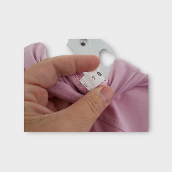 Lululemon Relaxed Fit Cotton Blend Turtleneck Tee Short Sleeve Sz 10 Pink Peony - Picture 3 of 8